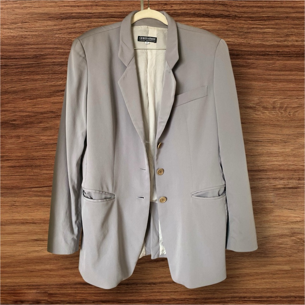 Giorgio Armani A MILANO BORGONUOVO 21 wool blend luxury black label Gray Blazer